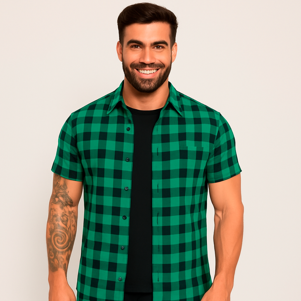 camisa xadrez masculina camisas manga curta viscose masculino