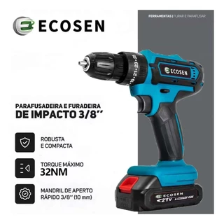 Furadeira Parafusadeira 2 Baterias 3/8" 21V 2 Baterias Sem Fio com e acessórios Broca (110V/220V).