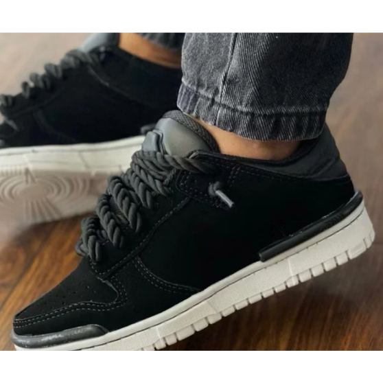 Tênis Masculino Preto Sneakers Feminino Camurça Cadarço Grosso QUEIMA DE ESTOQUE