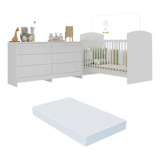 Berço com Colchão Incluso e Cômoda Ana Lívia Multimóveis MP4292 em Oferta na Shopee