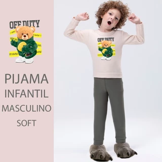 Conjunto de Pijama Inverno Infantil Masculino Soft 100% Poliéster - 10 meses a 8 anos em Oferta na Shopee