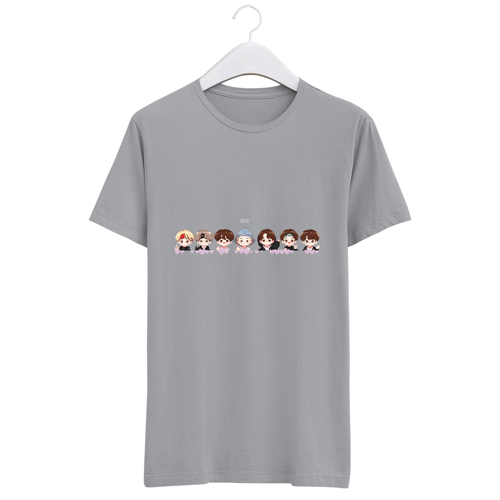 Camiseta BTS em Desenho OT7 K-pop Korean Lisa Casual Básico Leve