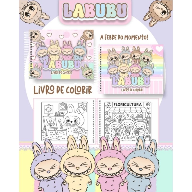 Livro de Colorir Labubu Estilo Bobbie Goods Pronta Entrega Lafufu ...