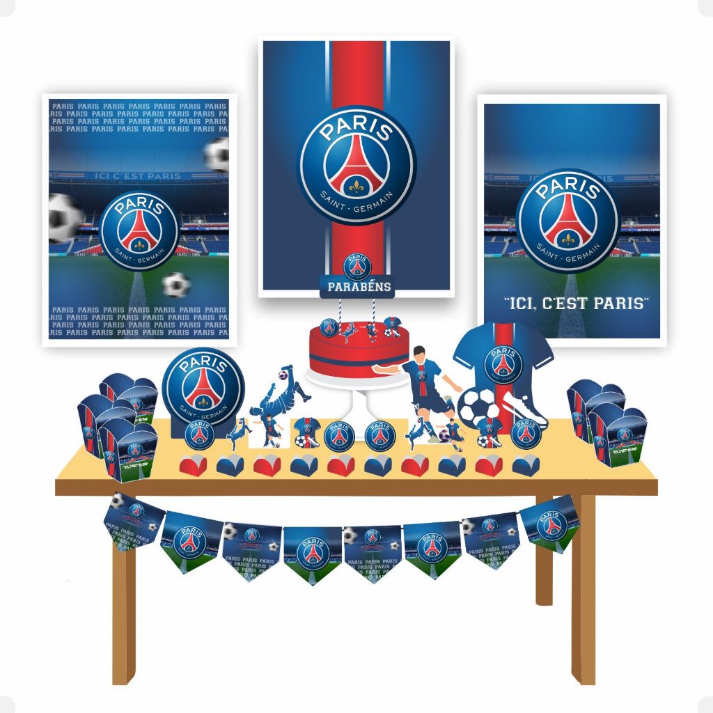 Kit Festa PSG Paris Saint Germain Futebol Bola Infantil Decoração ...