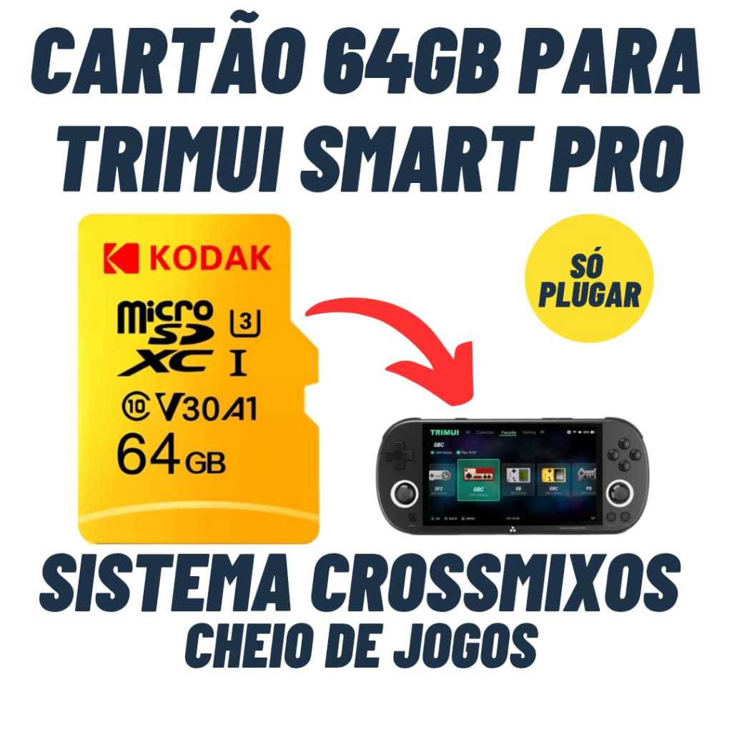 Micro SD 64GB Com Sistema CrossMix Os + Jogos Para Trimui Smart