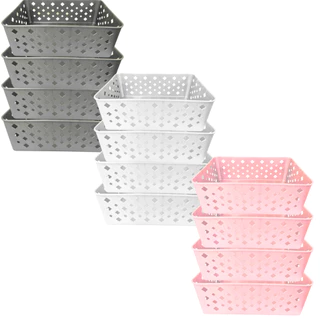 Kit 10 Cestos Premium Organizador Multiuso para Gavetas Multicores 19x13cm