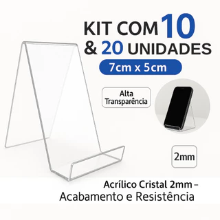 Expositor de Celular (KIT 10-20 UN) Suporte de Mesa/Vitrine em Acrílico, Display Porta Celulares