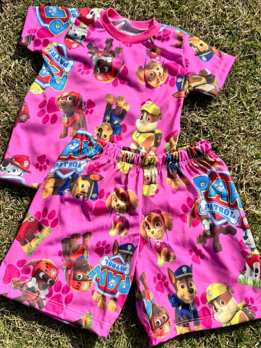 Pijama Menina Infantil PATRULHA CANINA ROSA Conjunto Manga Curta ...