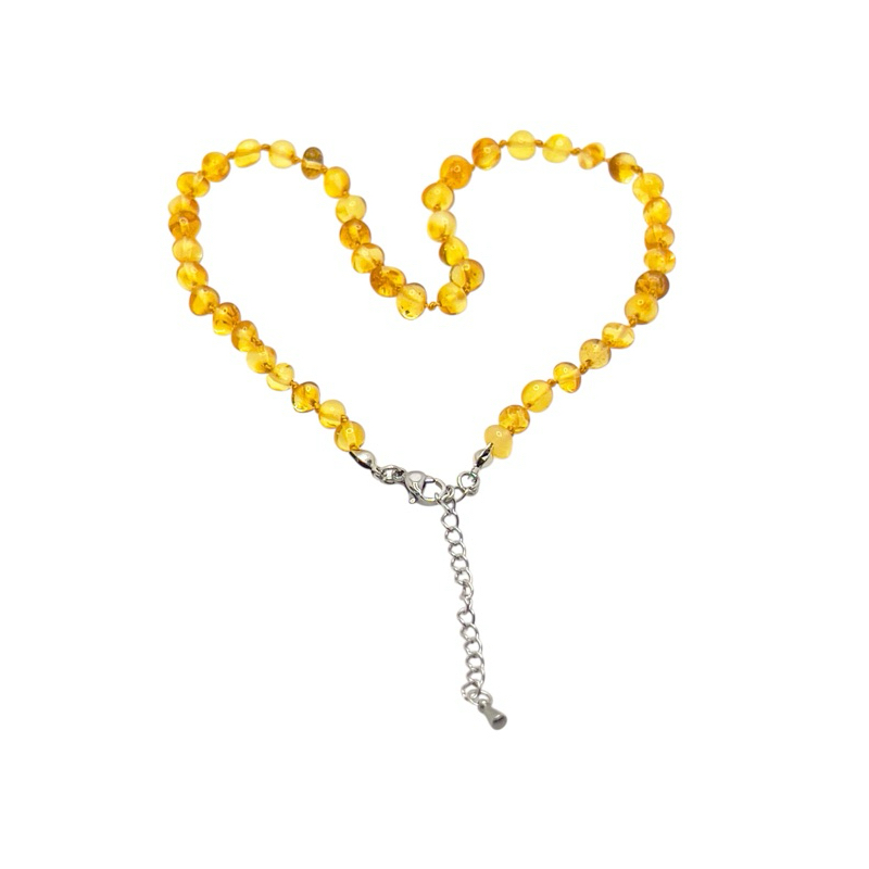 Colar de Âmbar com Fecho em aço - 38 cm com extensor | Shopee Brasil