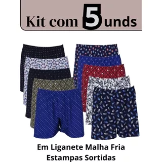 Kit com 5 Pijama Masculino Short Samba Canção Premium Bem Grandão estampas sortidas!!!! em Oferta na Shopee