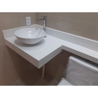 Pia Bancada de Banheiro 60x45 com Braço Extensor 60x15 em Porcelanato | Design Moderno e Resistente