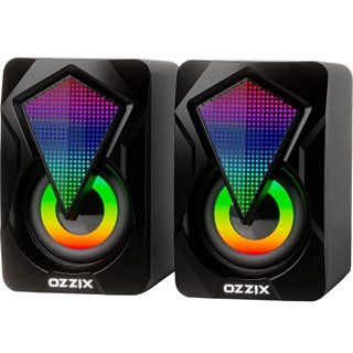 Caixa de Som RGB Iluminada Som Forte Alto Falantes Caixinha Luz Gamer PC Notebook Computador Ozzix