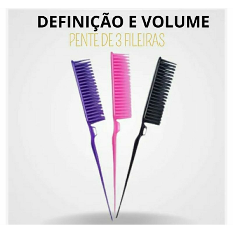 Kit com 3 Pentes Fitagem Finalizador Volumes Definição Desembaraço ...