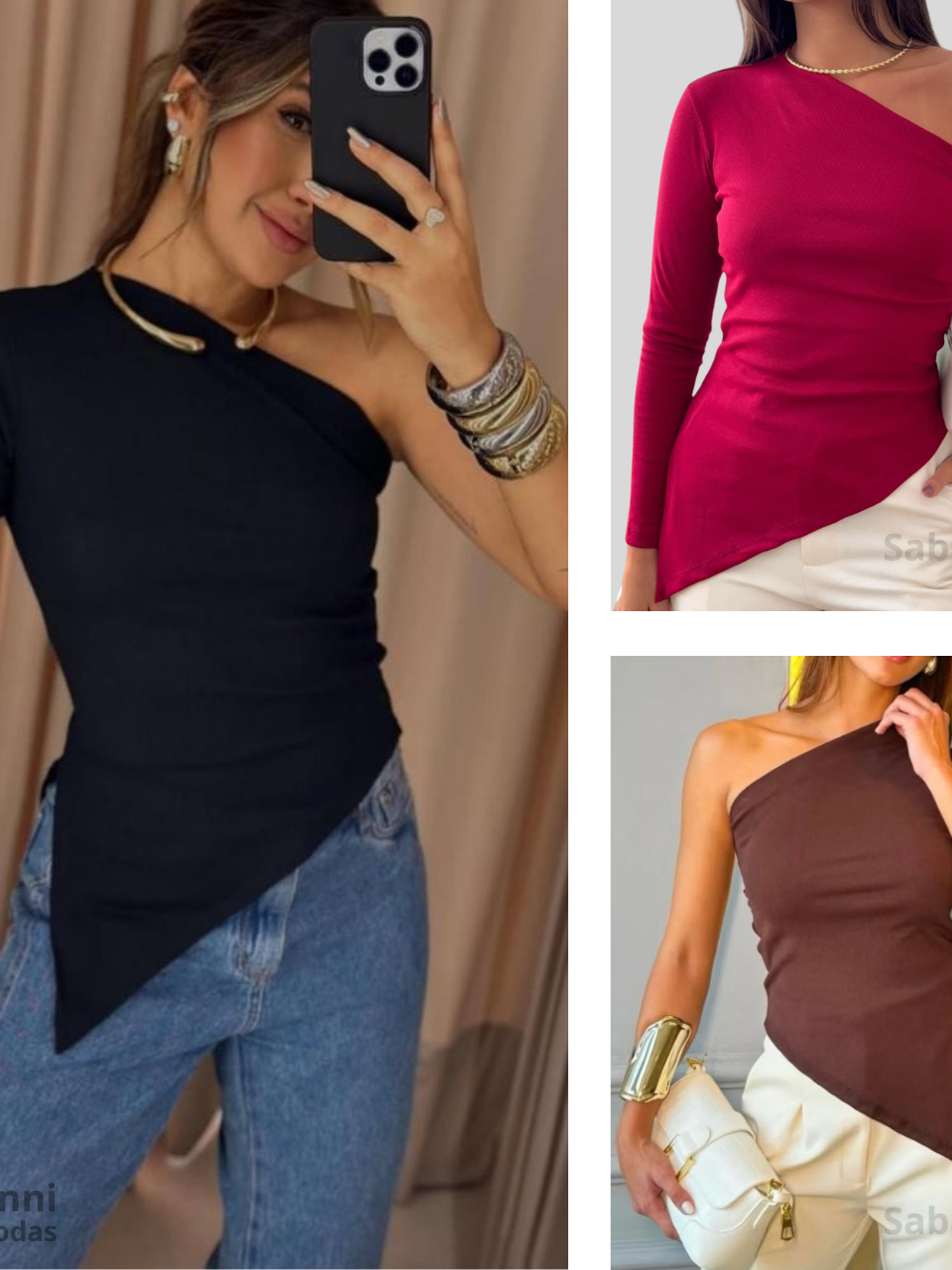 Blusa De Frio Feminina Manga Longa Assimetrica Um Ombro Só Ribana Premium Outono Inverno