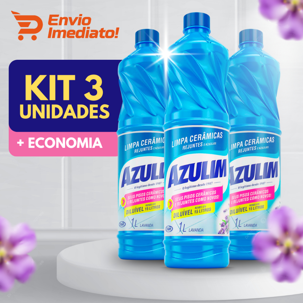 Kit 3 Limpa Cerâmicas Azulim 1L Limpeza Pesada Rende 15L Diluível Para ...