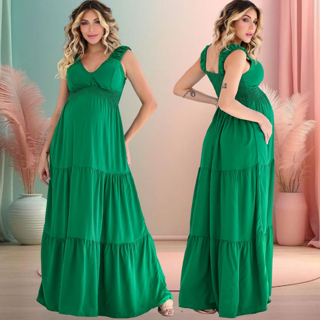 Vestido Social Roupa Social Para Gravida Vestido Longo Elegante Para  Gestante Me Com Estilo E Conforto Premium Para Maternidade Shopee Brasil
