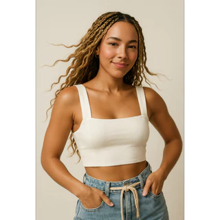 Cropped Feminino Básico Suplex Poliamida Premium Alça Grossa com Forro Duplo Elegante Moda Blogueira