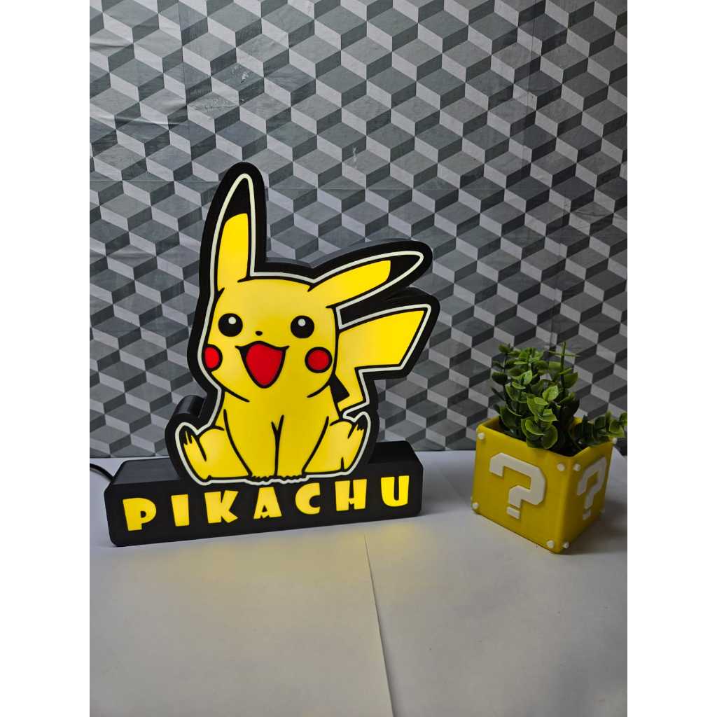 Luminária do Pikachu com Iluminação LED - Impressão 3D e Fonte 12V ...