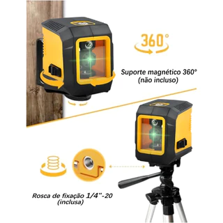 Nível a Laser Profissional 2 Linhas 20m com Autonivelamento Mini Portátil para Construção e Reforma