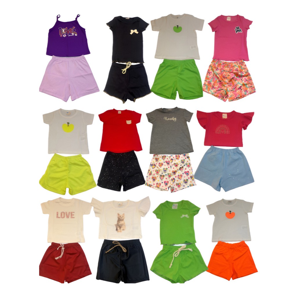 Kit 10 Peças /5 Conjuntos roupa Infantil Verão 1 A 8 Anos Menina ...