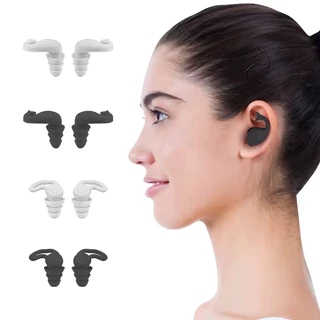 Kit 4 Protetor Tampão De Ouvido Auricular Antiruído Para Natação Dormir 3 Camadas Resistente Água