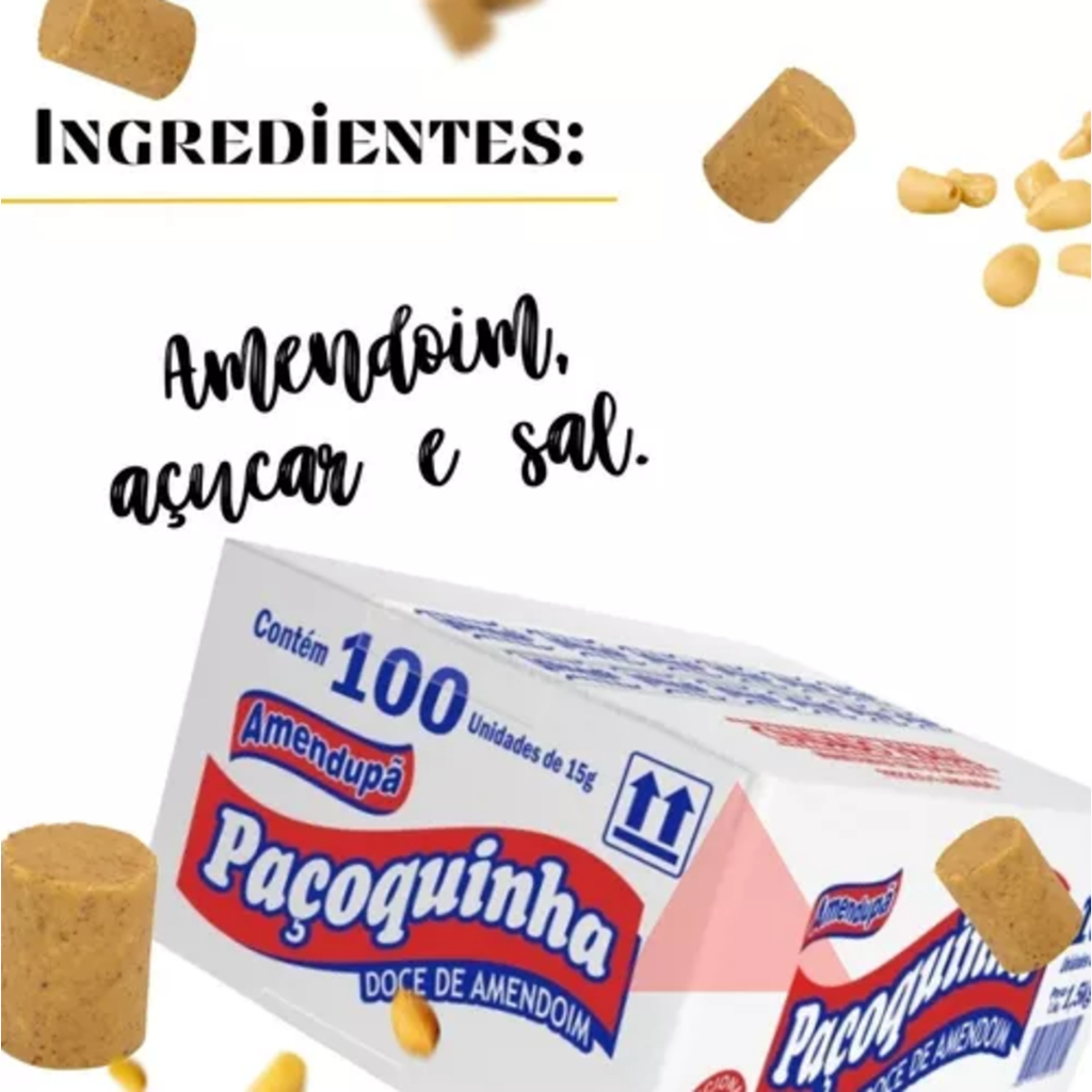 Paçoquinha Paçoca Rolha Amendupã Embrulhada 100un 1,5kg Caixa | Shopee ...