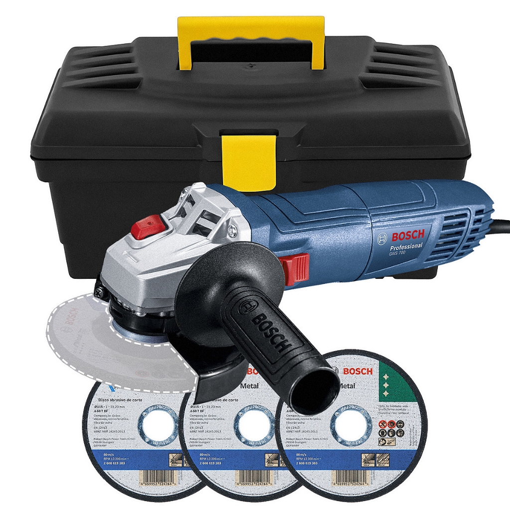 Esmerilhadeira GWS 700 Bosch 710W + Maleta e 3 Discos | Shopee Brasil