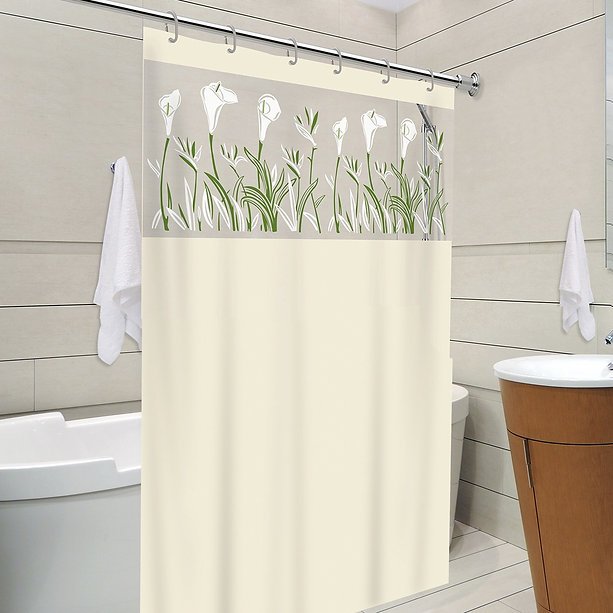 Cortina Box com Visor Copo de Leite Para Banheiro Anti Mofo Resistente Alta Qualidade 100% PVC