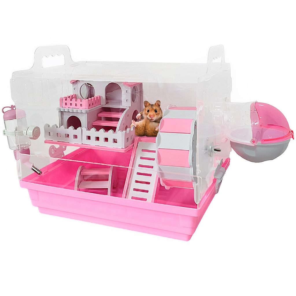 Gaiola Casinha Acrílico Premium para Hamster - Detalhes de acessórios e bem-estar - Produto Premium Pet Caprioli Shop