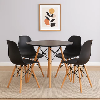 Conjunto Sala de Jantar Mesa Eames 70cm + 4 Cadeiras Eames Dsw Cores