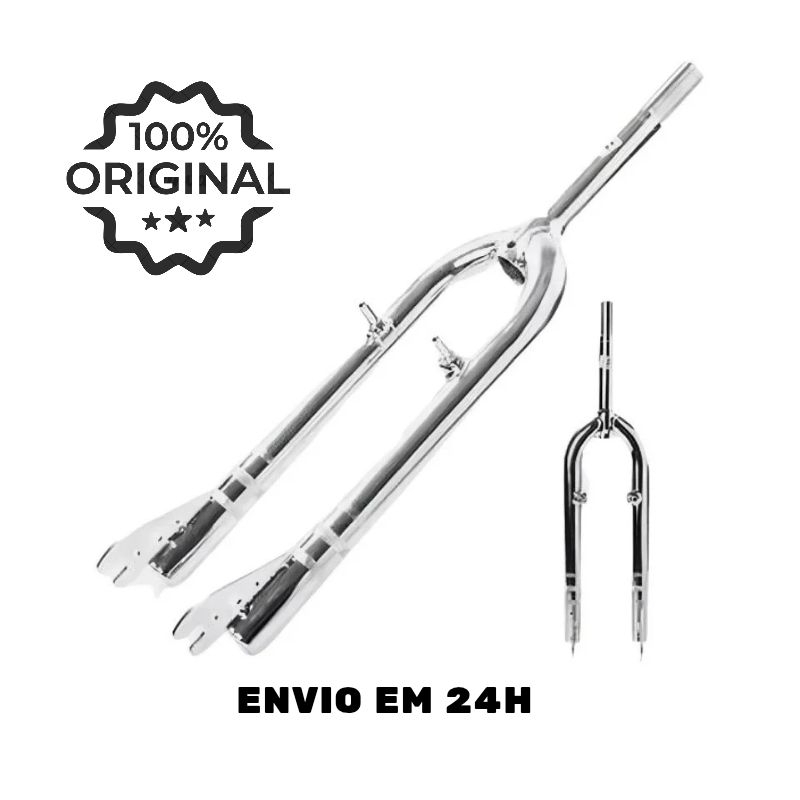 Garfo Rígido Bicicleta Aro 26/24 Standart Aço cromado Dnz Reforçado