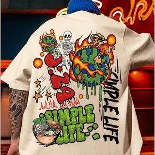 Camiseta Masculina Algodão Adulto Blusa Estampada Simple Life Streetwear t-shirt Over Moda Premium