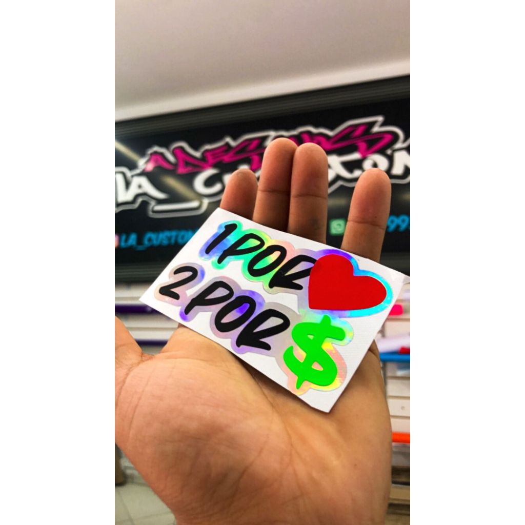 adesivo 1 por amor e 2 por dinheiro holografico para moto bike | Shopee ...