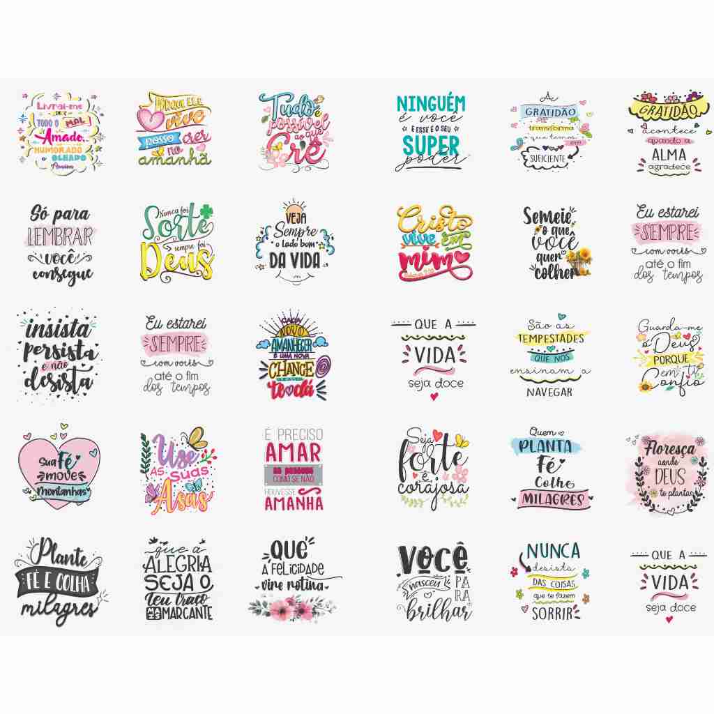 1000 Adesivos Motivacionais Frases com Recote 64 Modelos Diferentes 3x3 ...