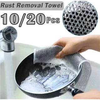 GUIANA 5/10Pcs Pano De Limpeza De Arame Metálico Malha Não Oleosa Fogão De Cozinha Prato & Panelas Em Vez De em Oferta na Shopee