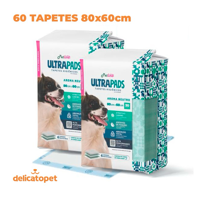 Tapete Higiênico Ultra Pads Petlike 80x60 60 unidades