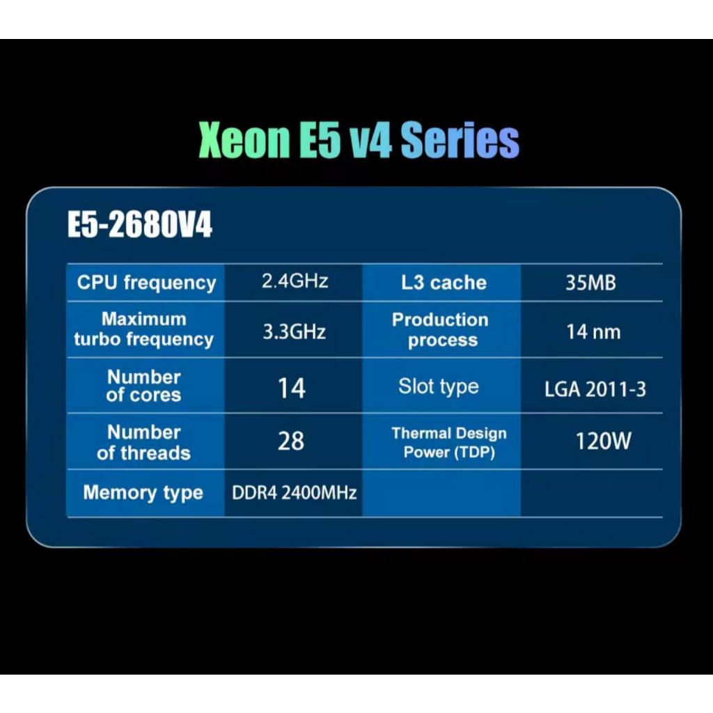 Processador Intel Xeon E5 2680 V4, 3.3Ghz, 14 núcleos e 28 Threads ...