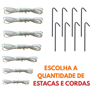 ESTACA + CORDA BARRACA DE CAMPING GAZEBO BEACH TENIS - ESCOLHA A QUANTIDADE