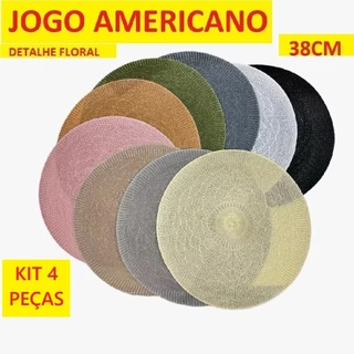 Conjunto De Jogo Americano Com 4 Unidades 38cm Multicolorido Com Detalhe Floral Descanso em Oferta na Shopee