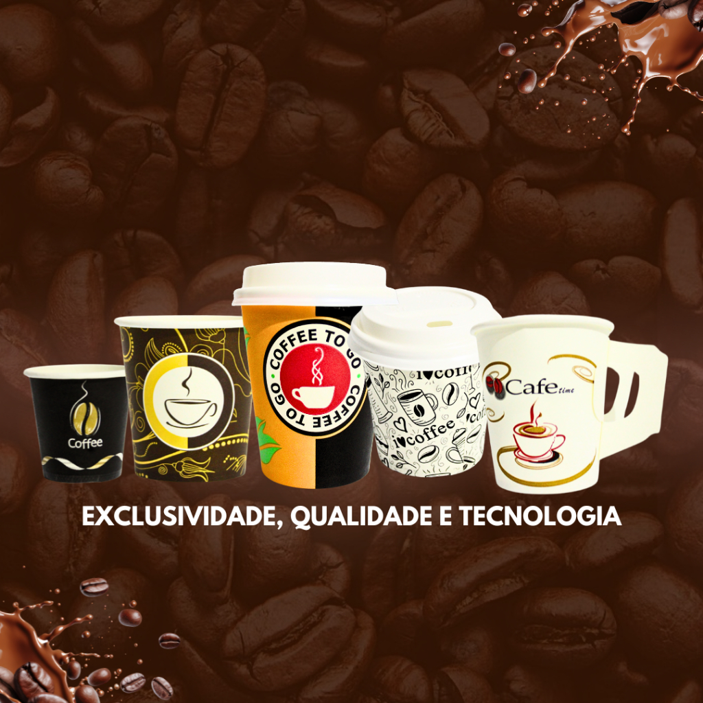1000 Copos em Papel Personalizado - Biodegradável com tampa opcional