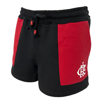 SHORT MOLETOM FLAMENGO FEMININO (RUBRO-NEGRO)