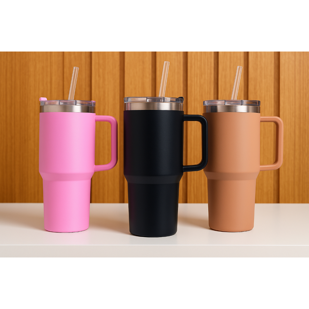 Copo Térmico Inox 1200ml com Tampa, Canudo e Alça – Caneca Grande ...