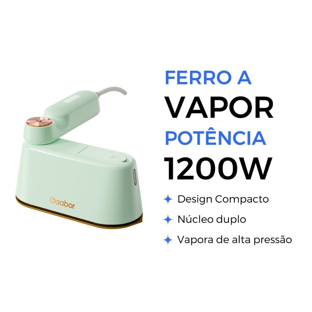 Ferro a Vapor Portátil Gaabor | Seco e Úmido | Base Cerâmica | Aquecimento Rápido 1500W