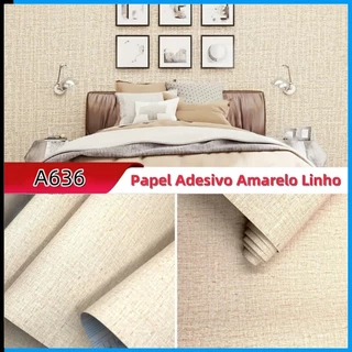 Papel Adesivo Linho Marrom Claro 10 Metros para Decoração, Sala, Quarto, Lavanderia
