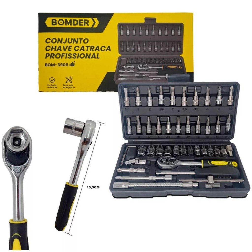 Jogo De Chaves Tipo Catraca Profissional Maleta Reparar Moto | Shopee ...