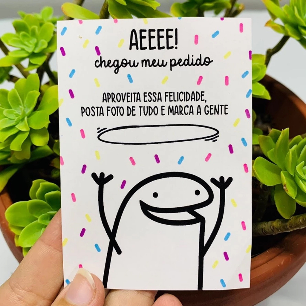 100 Panfletos de Agradecimento ao Cliente 115g - Meme Flork - 10X15 cm