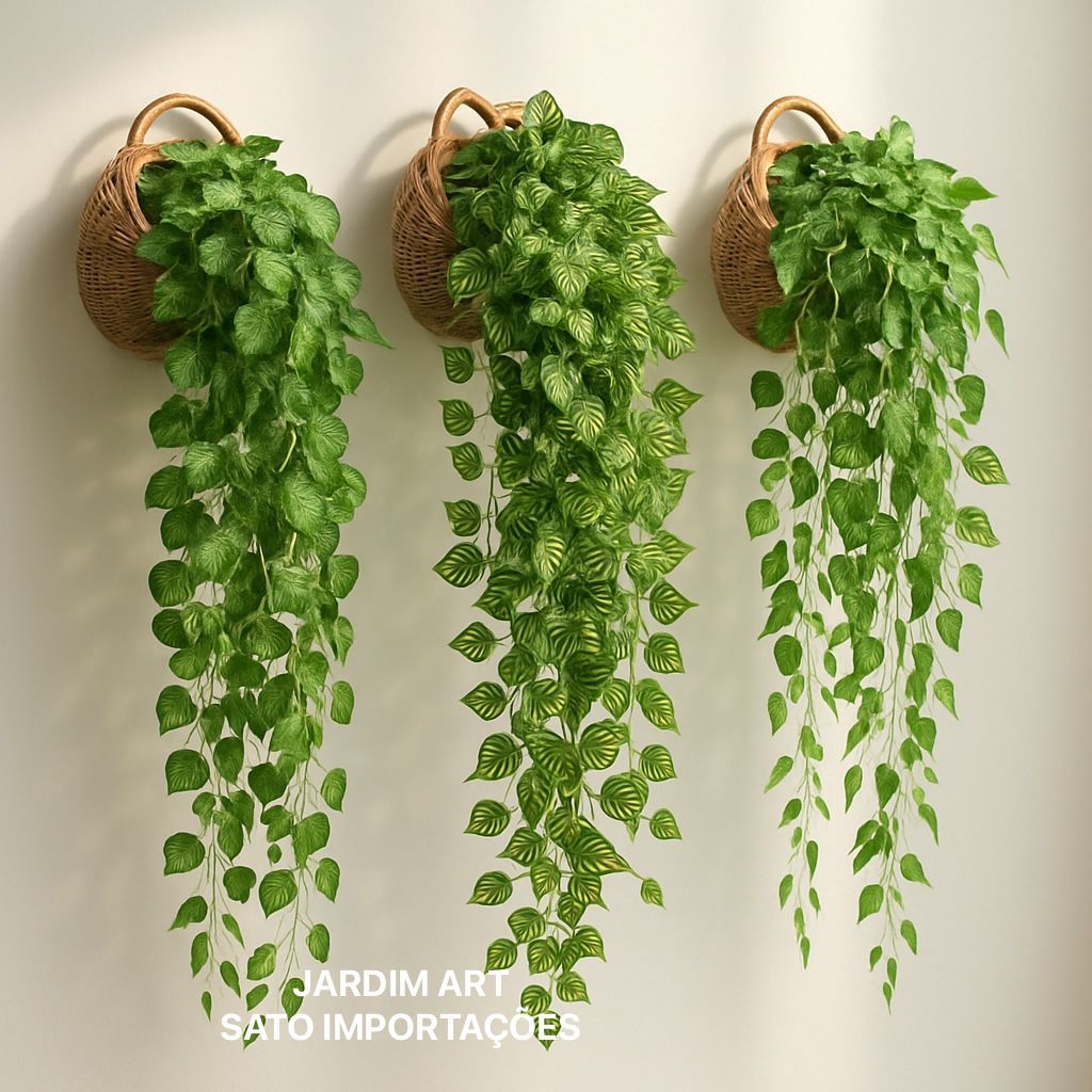 Planta Artificial Hera – Vaso Fibra Sintética, Arranjo para Sala e