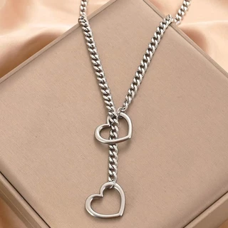 Colar feminino com um pendente na forma de um coração, regulado, gótico, hip-hop, rock-star