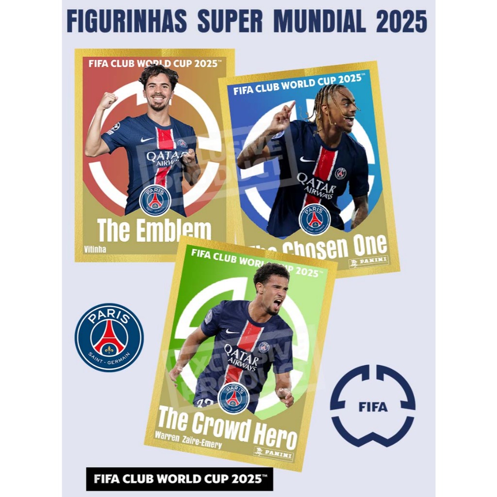 FIGURINHAS SUPER MUNDIAL 2025 PSG DOURADAS EXCLUSIVAS | Shopee Brasil