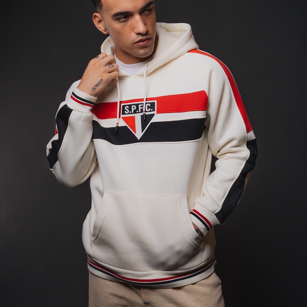 Blusão Moletom São Paulo 2005 Retrô Mundial Off-White Masculino
